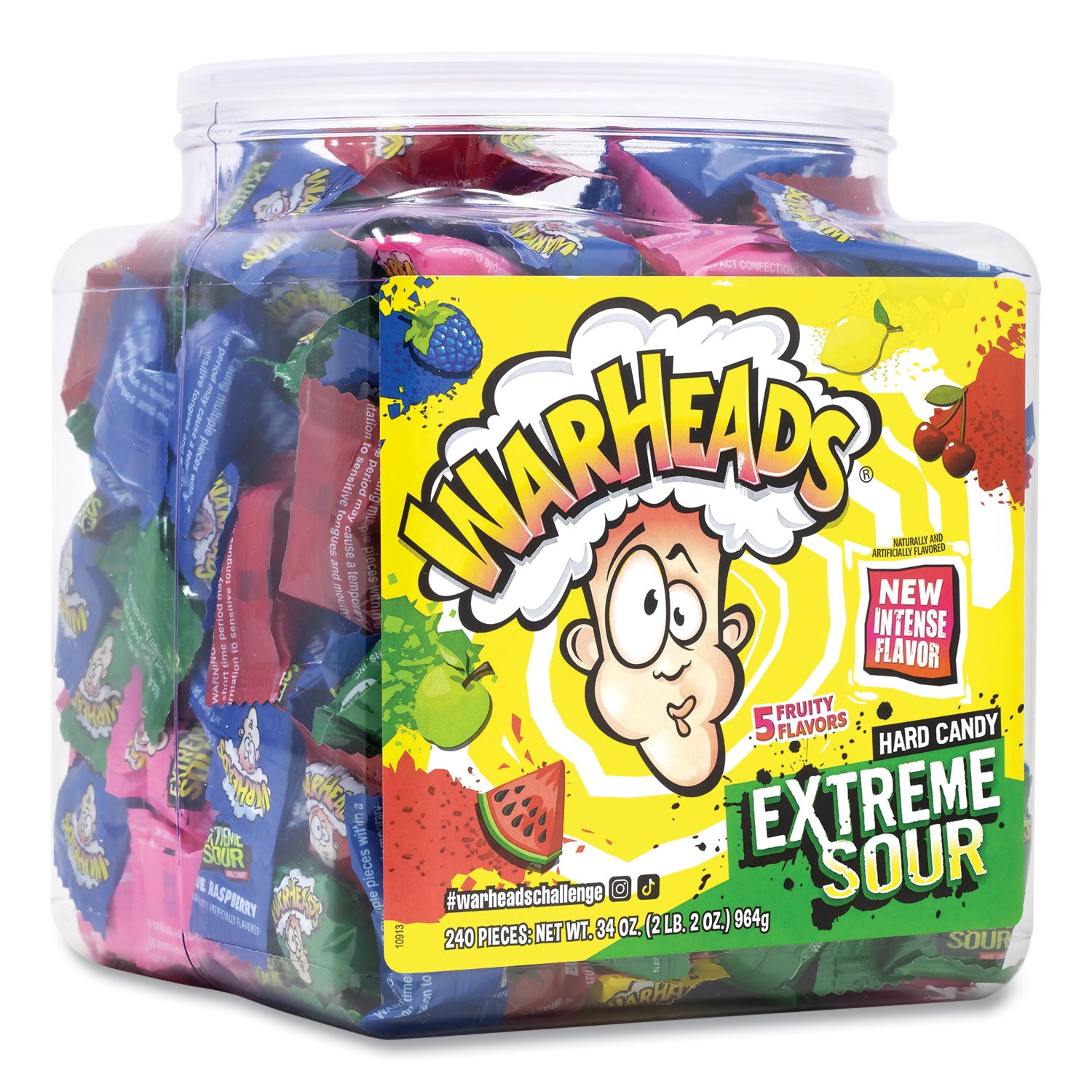 Xtreme Sour Hard Candy, Assorted Flavors, 34 oz Tub, Ships in 1-3 Business Days