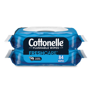 Fresh Care Flushable Cleansing Cloths, 1-Ply, 3.73 x 5.5, White, 84/Pack - 