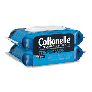 Fresh Care Flushable Cleansing Cloths, 1-Ply, 3.73 x 5.5, White, 84/Pack - 