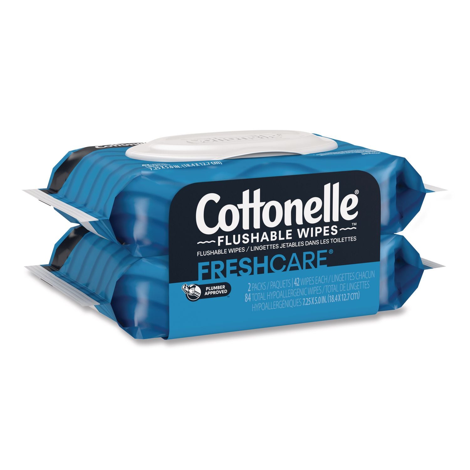 Fresh Care Flushable Cleansing Cloths, 1-Ply, 3.73 x 5.5, White, 84/Pack