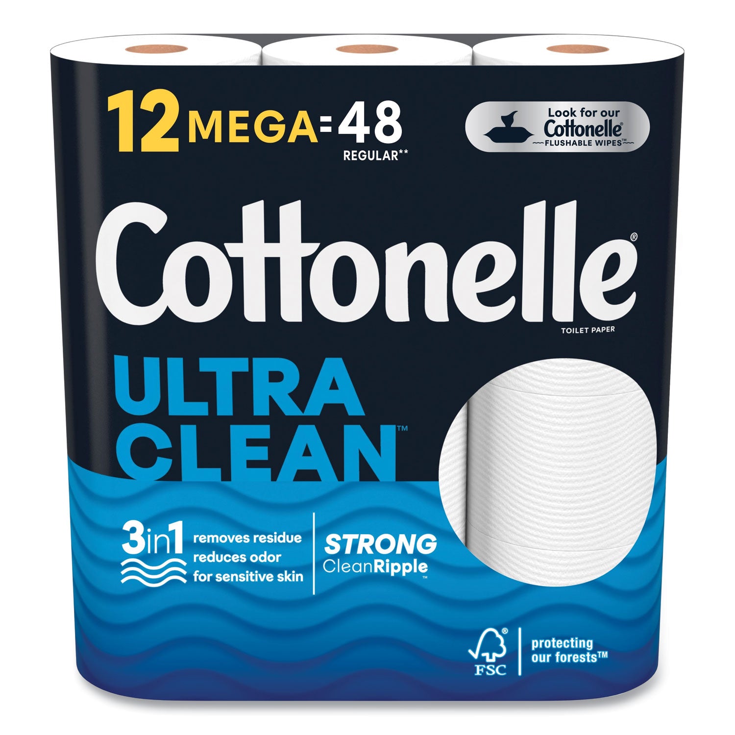 ultra-cleancare-toilet-paper-strong-tissue-mega-rolls-septic-safe-1-ply-white-284-roll-12-rolls-pack-48-rolls-carton_kcc55489 - 1