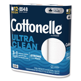 Ultra CleanCare Toilet Paper, Strong Tissue, Mega Rolls, Septic Safe, 1-Ply, White, 284/Roll, 12 Rolls/Pack, 48 Rolls/Carton