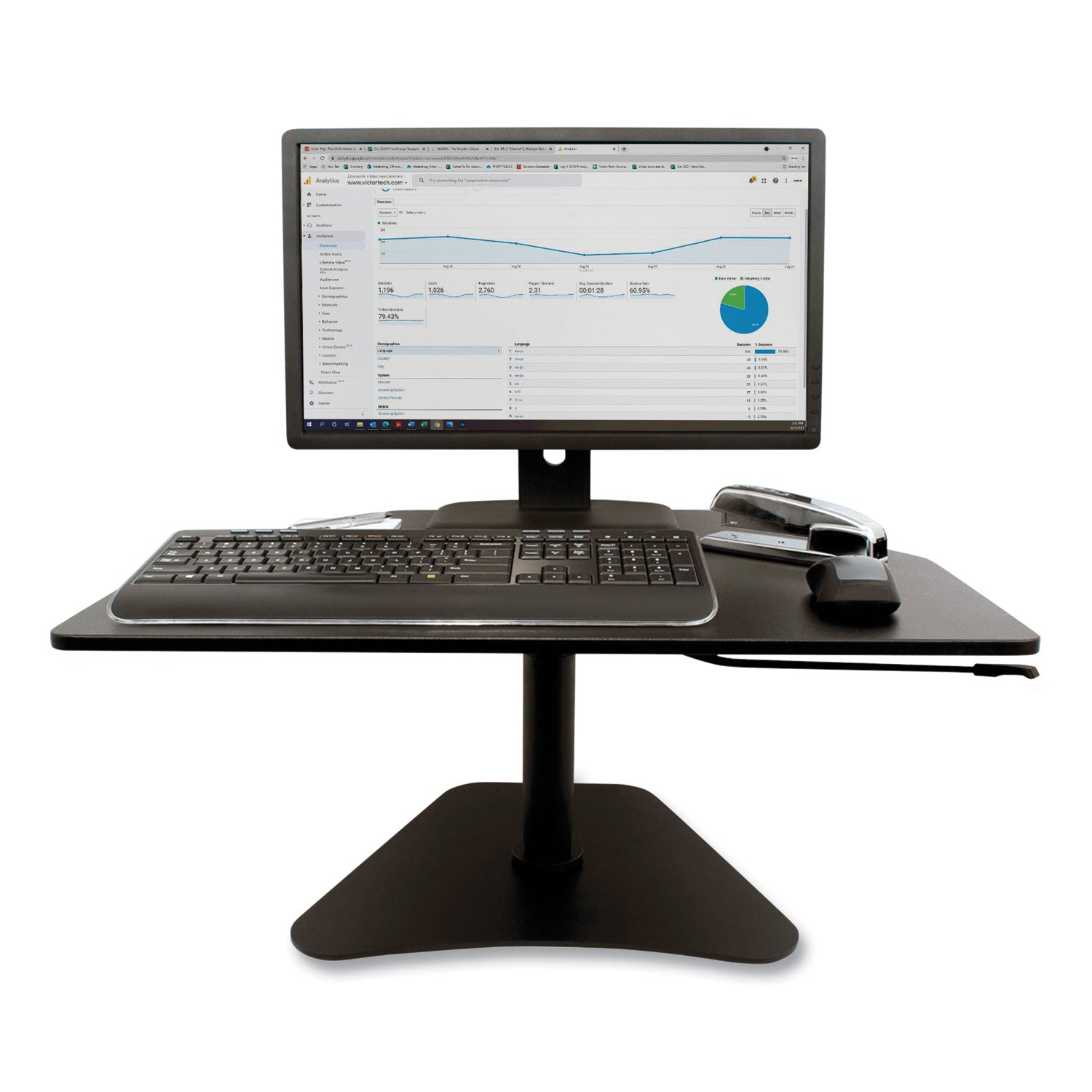 High Rise Adjustable Stand-Up Desk Converter, 28" x 23" x 12" to 16.75", Black, Ships in 1-3 Business Days - 3