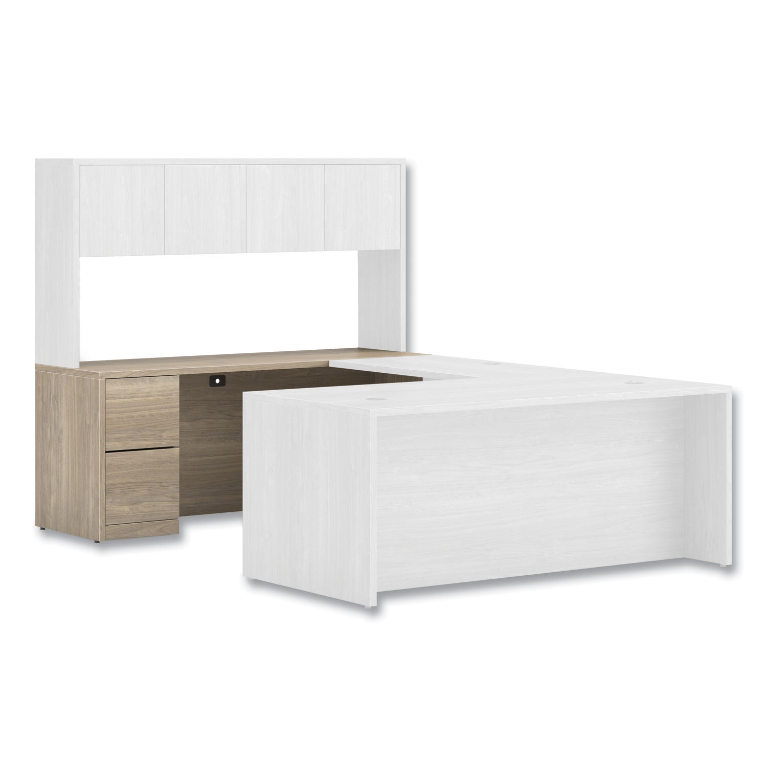 10500 Series Full-Height Left Pedestal Credenza, 72" x 24" x 29.5", Kingswood Walnut