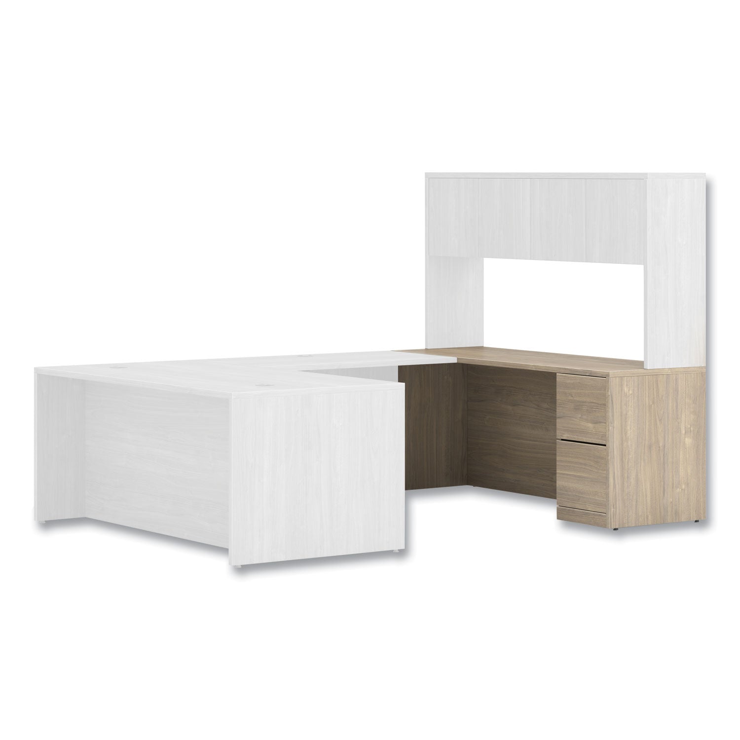 10500 Series Full-Height Right Pedestal Credenza, 72" x 24" x 29.5", Kingswood Walnut