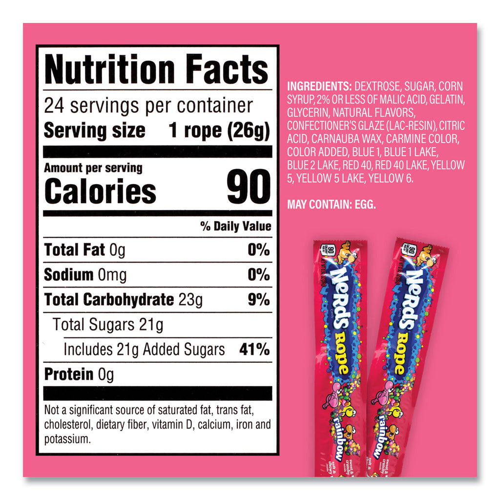 Nerds Rope Candy, Fruity, 0.92 oz Individually Wrapped, 24/Carton, Ships in 1-3 Business Days