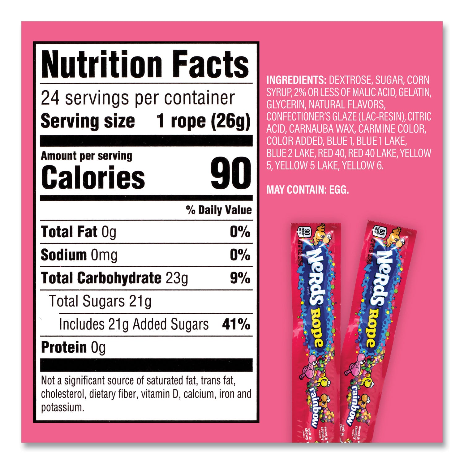 Nerds Rope Candy, Fruity, 0.92 oz Individually Wrapped, 24/Carton, Ships in 1-3 Business Days