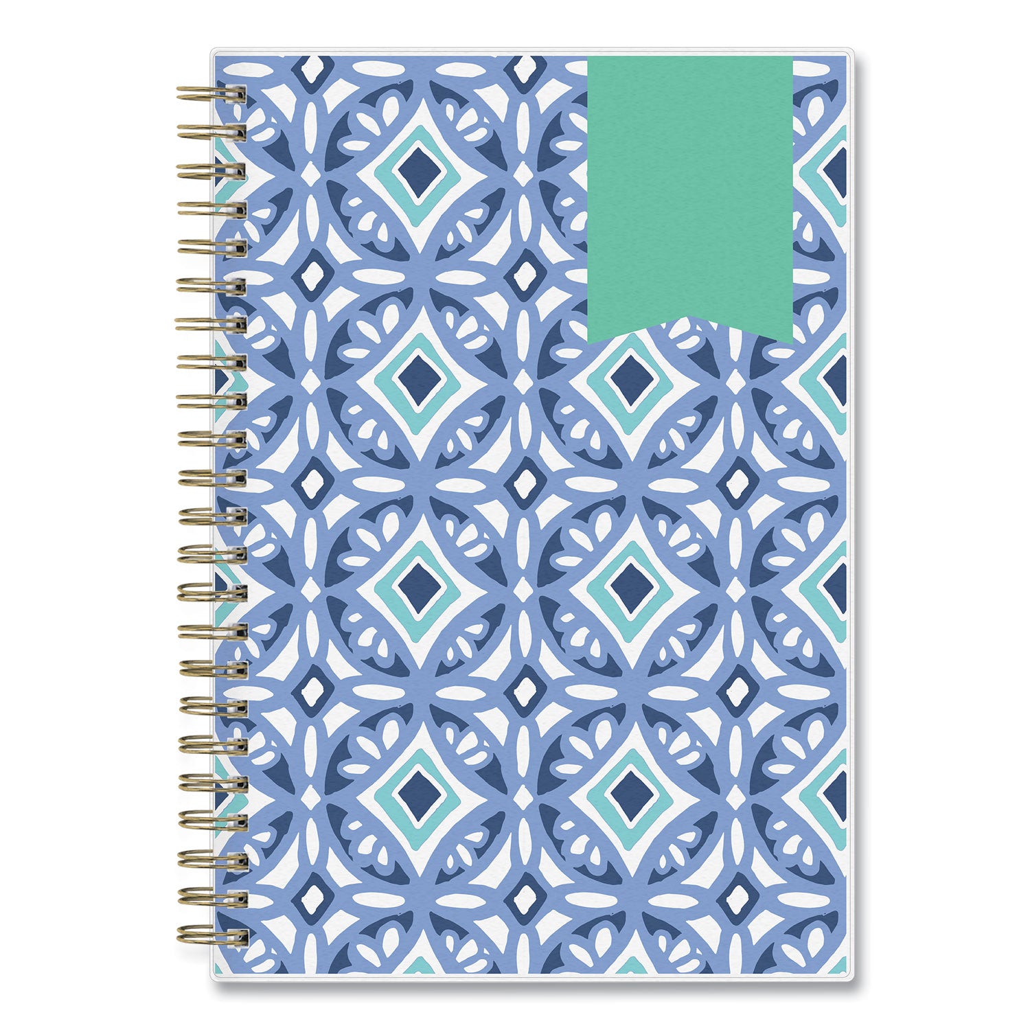 Day Designer Tile Weekly/Monthly Planner, Tile Artwork, 8 x 5, Blue/White Cover, 12-Month (Jan to Dec): 2024