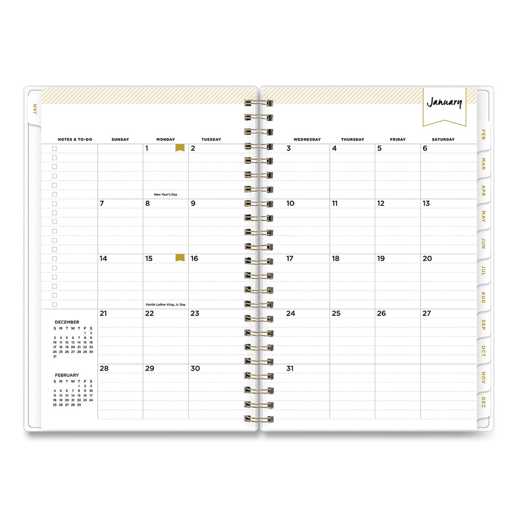 Day Designer Tile Weekly/Monthly Planner, Tile Artwork, 8 x 5, Blue/White Cover, 12-Month (Jan to Dec): 2024