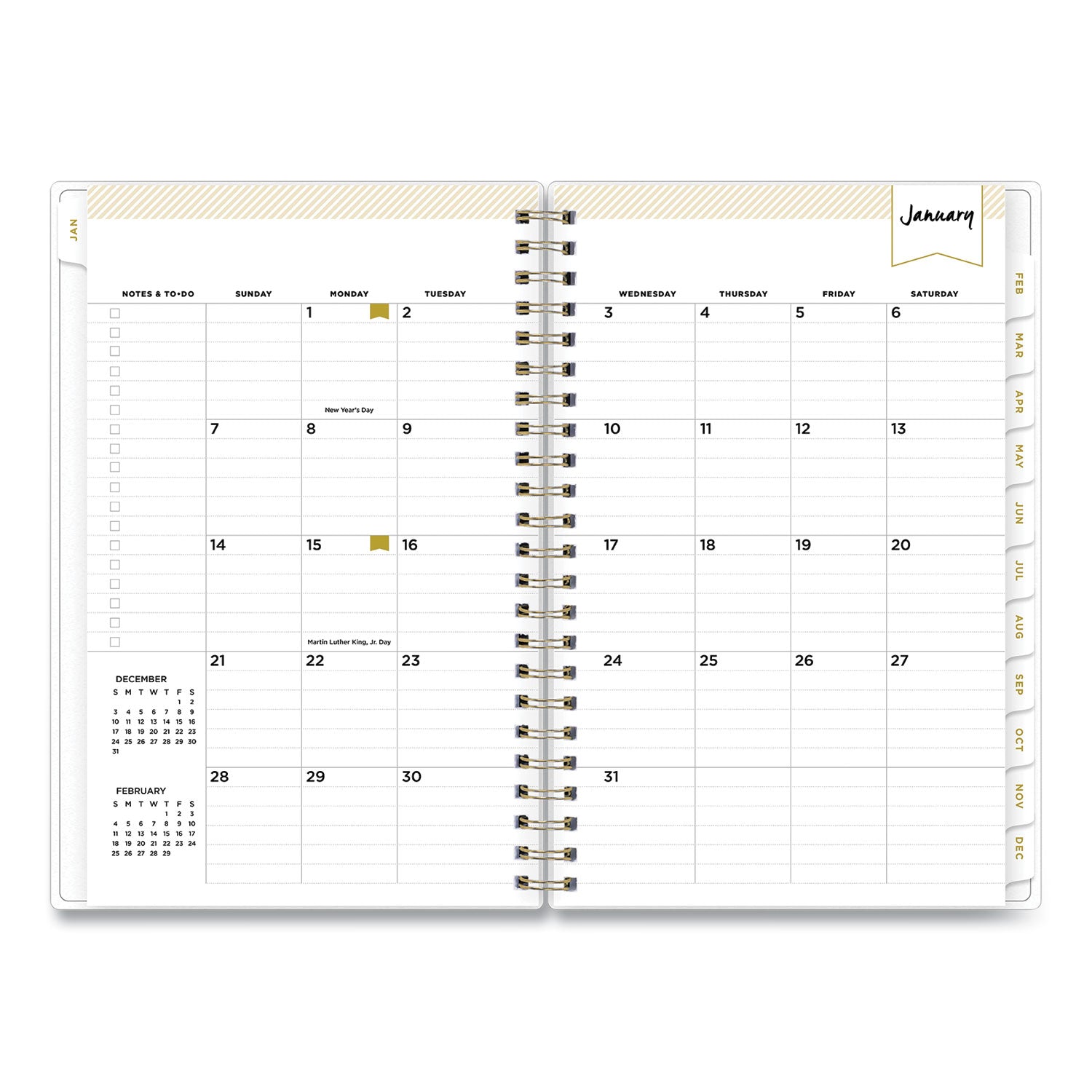 Day Designer Tile Weekly/Monthly Planner, Tile Artwork, 8 x 5, Blue/White Cover, 12-Month (Jan to Dec): 2024