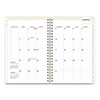 Day Designer Tile Weekly/Monthly Planner, Tile Artwork, 8 x 5, Blue/White Cover, 12-Month (Jan to Dec): 2024