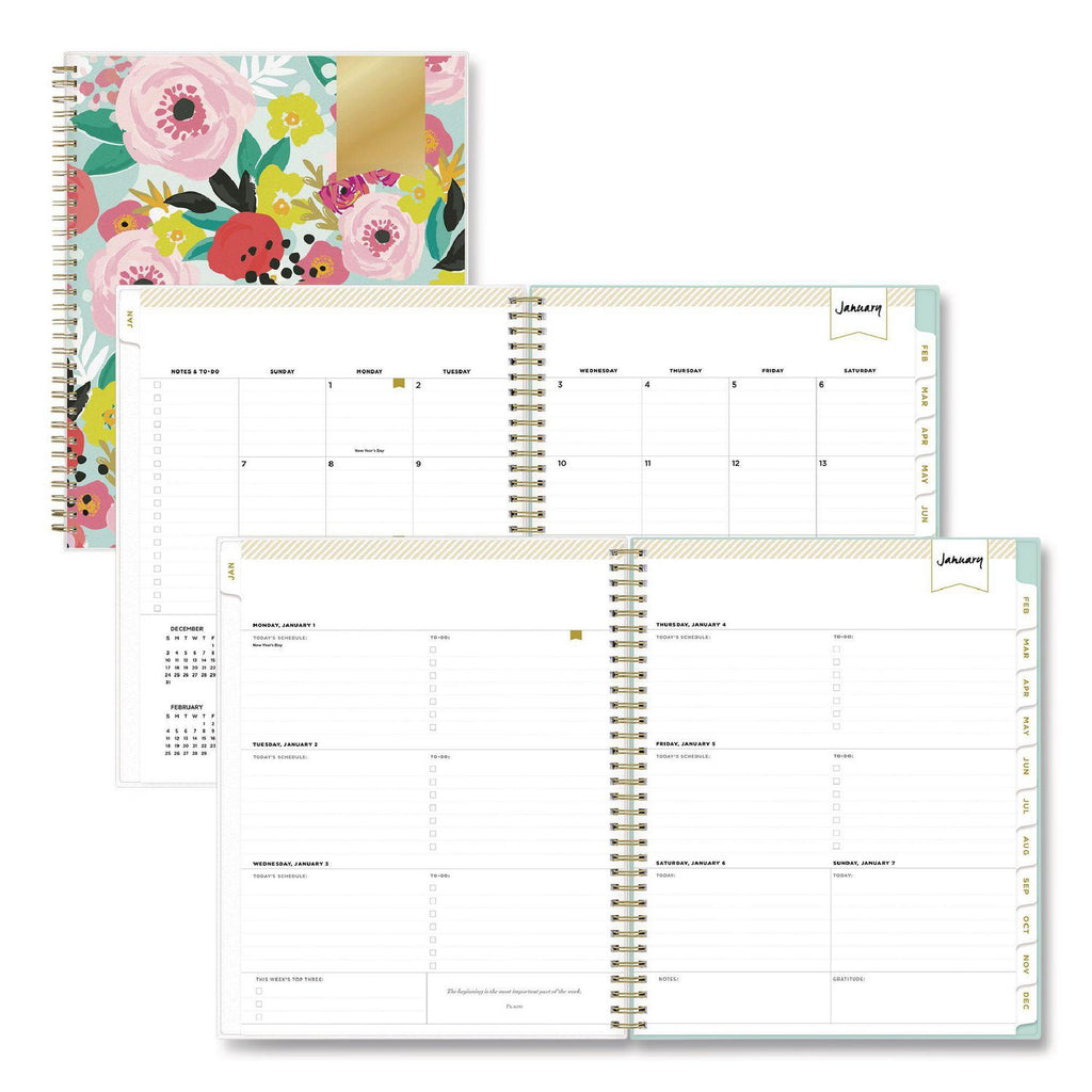 Day Designer Secret Garden Mint Frosted Weekly/Monthly Planner, 11 x 8.5, Multicolor Cover, 12-Month (Jan to Dec): 2024