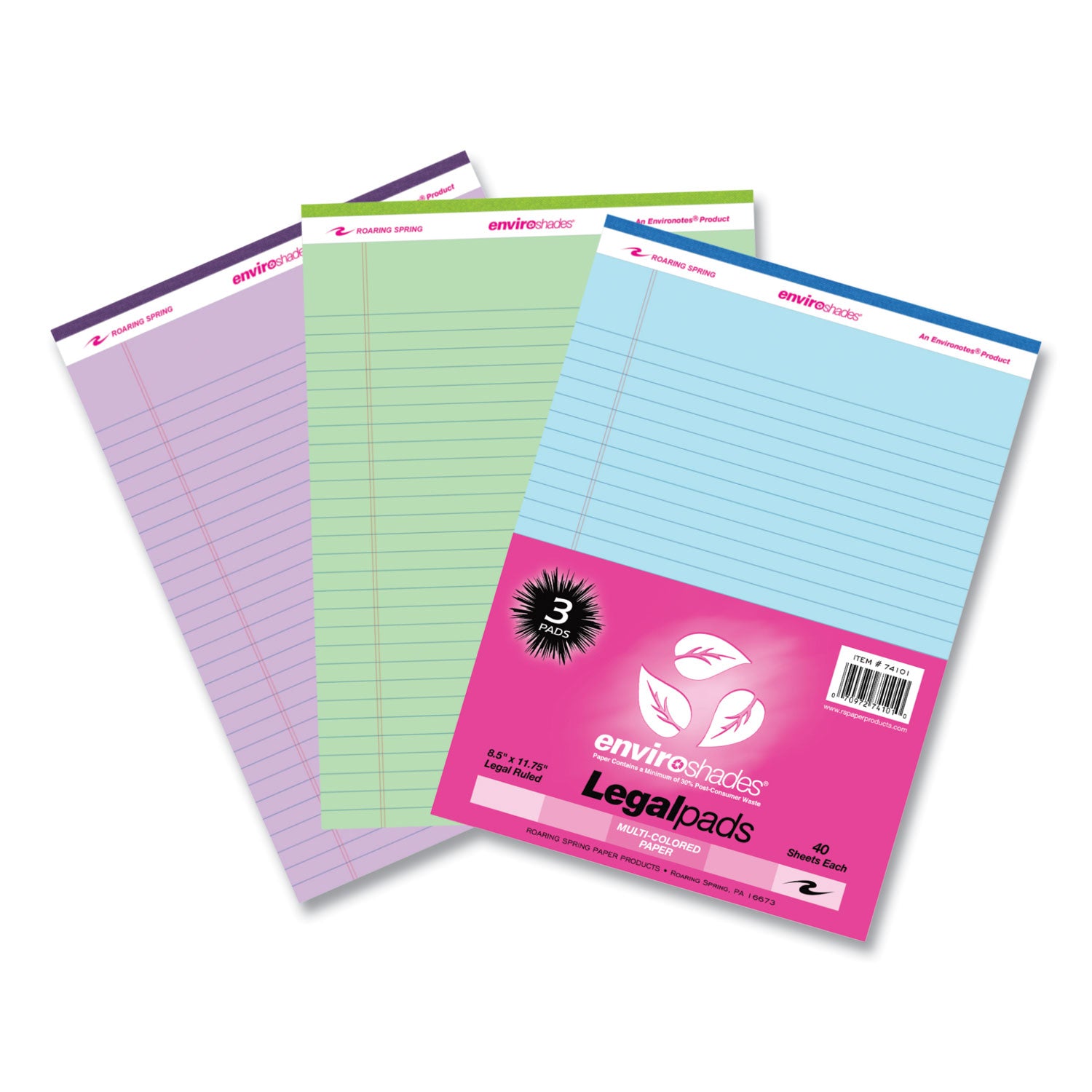 Enviroshades Legal Notepads, 40 Assorted 8.5 x 11.75 Sheets, 54 Notepads/Carton, Ships in 4-6 Business Days
