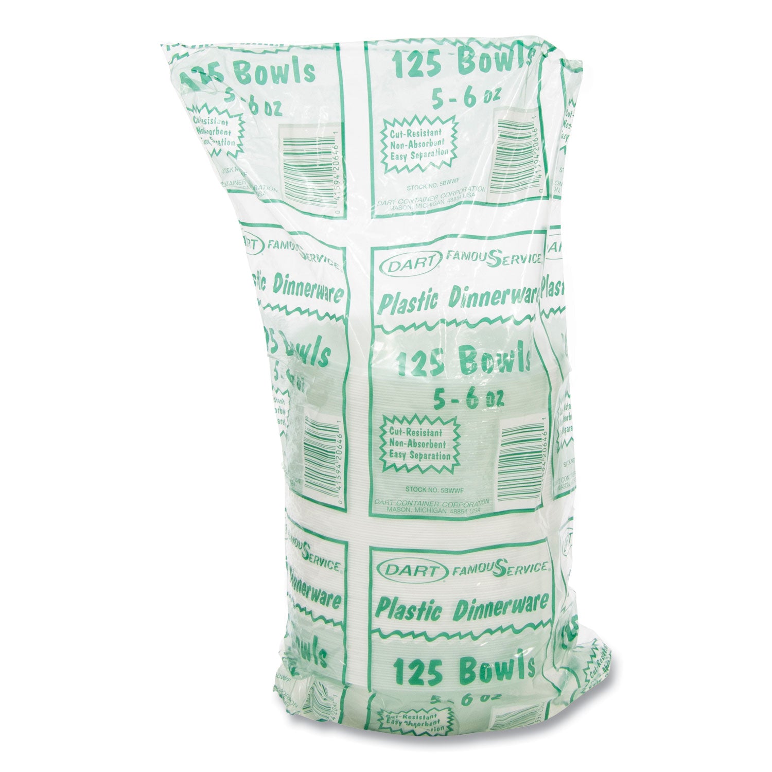 Plastic Bowls, 5 to 6 oz, White, 125/Pack, 8 Packs/Carton - 