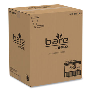 Bare Eco-Forward Treated Paper Cone Cups, ProPlanet Seal, 6 oz, White, 200/Sleeve, 25 Sleeves/Carton
