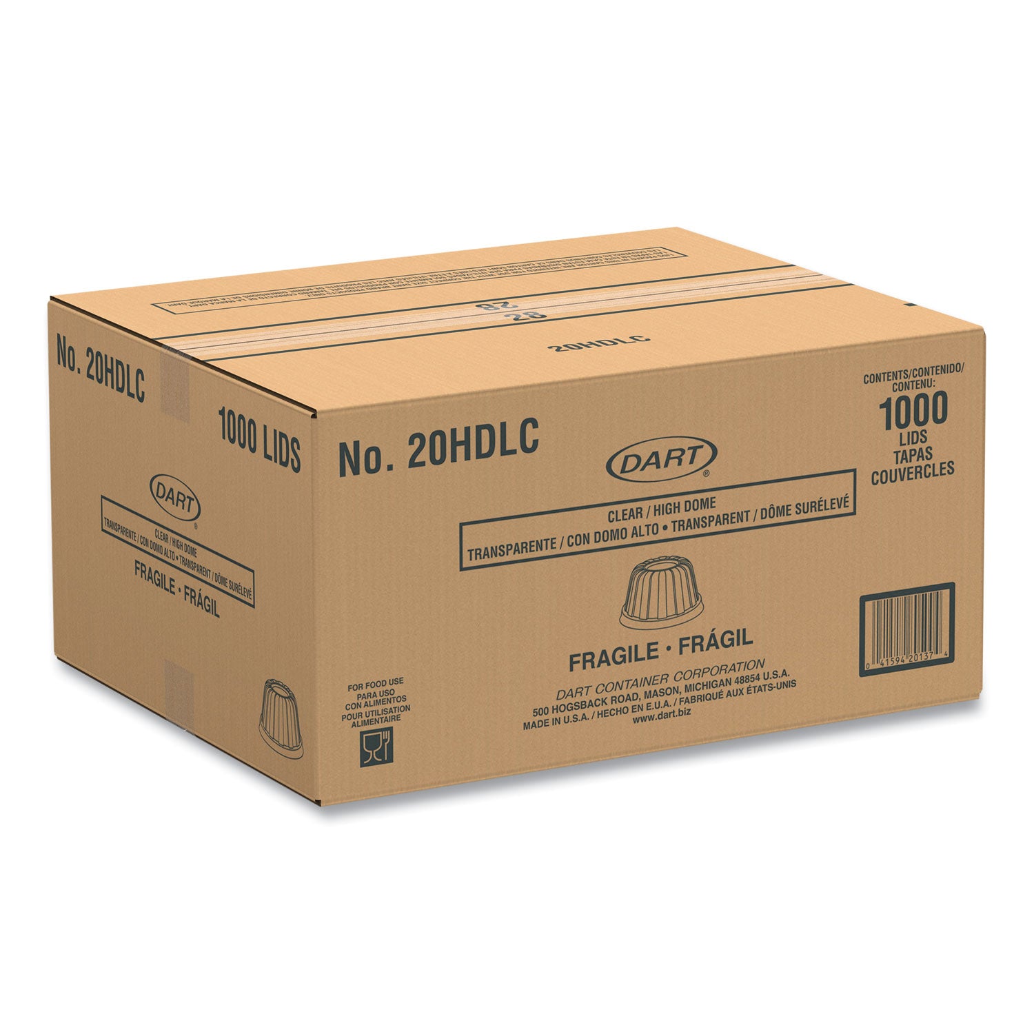 D-T Sundae/Cold Cup Lids, Fits 5 oz to 32 oz Cups, Clear, 50 Pack 20 Packs/Carton
