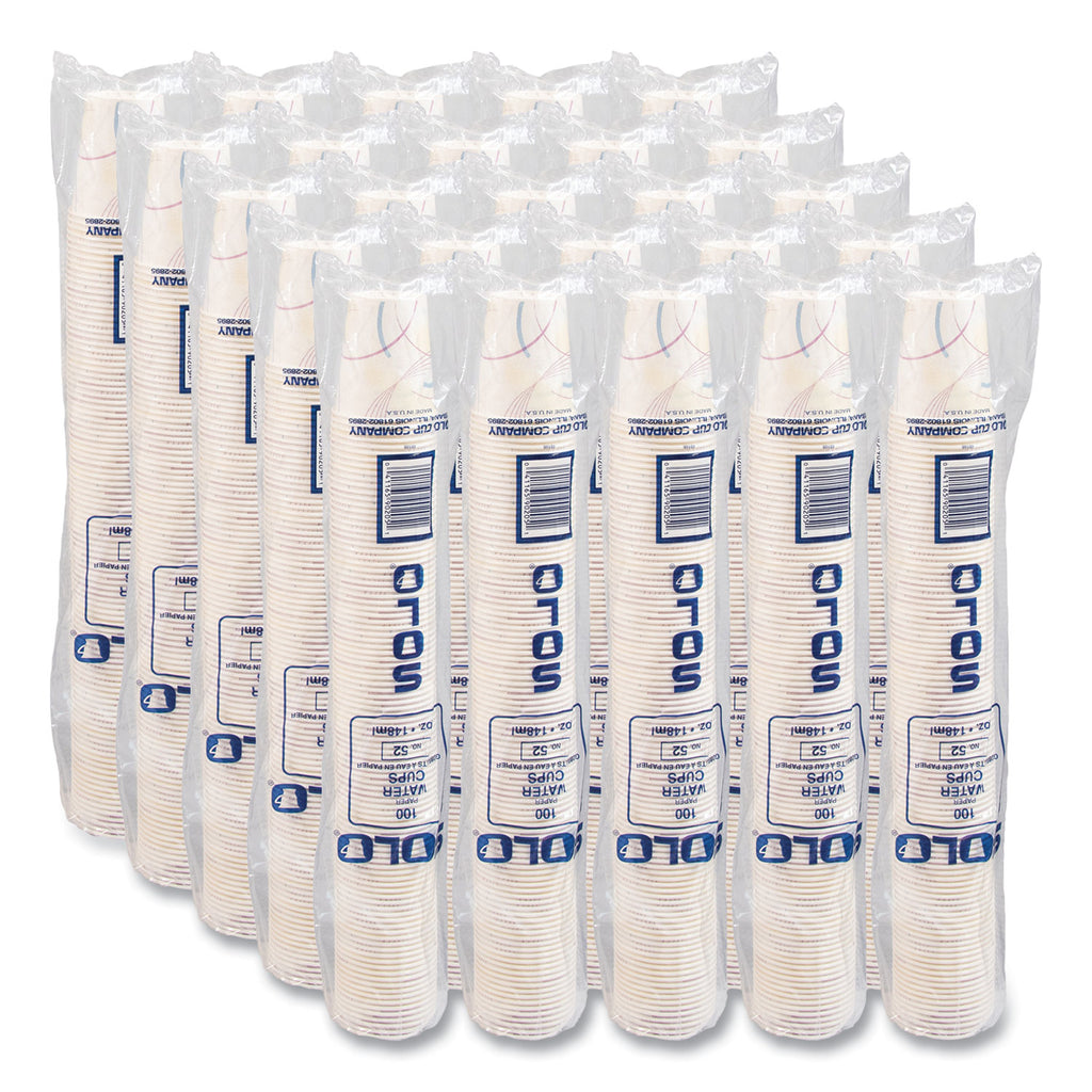 Paper Water Cups, ProPlanet Seal, Cold, 5 oz, Meridian Design, Multicolored, 100/Sleeve, 25 Sleeves/Carton
