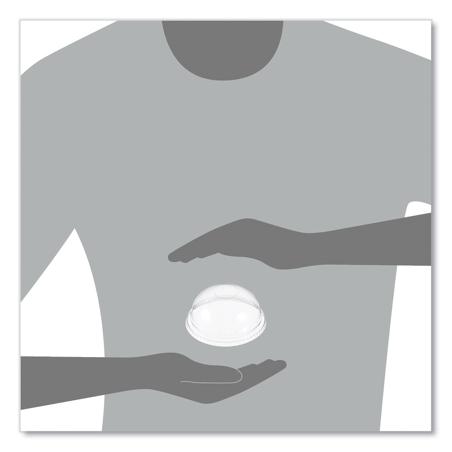 Plastic Dome Lid, No-Hole, Fits 9 oz to 22 oz Cups, Clear, 100/Sleeve, 10 Sleeves/Carton