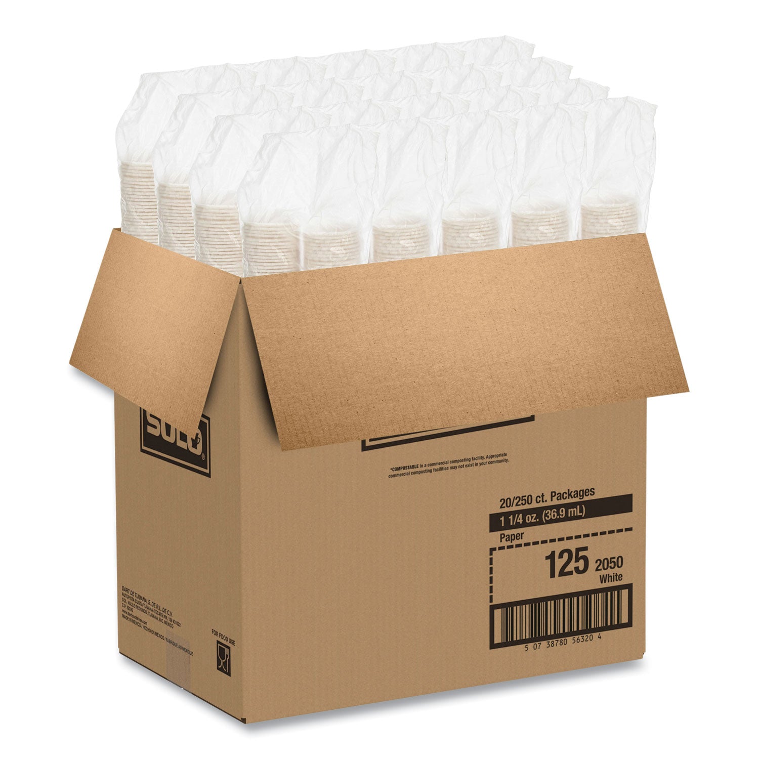 Paper Portion Cups, ProPlanet Seal, 1.25 oz, White, 250/Bag, 20 Bags/Carton