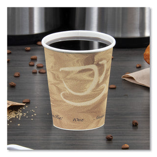 Single Sided Poly Paper Hot Cups, 10 oz, Mistique Design, 50/Bag, 20 Bags/Carton