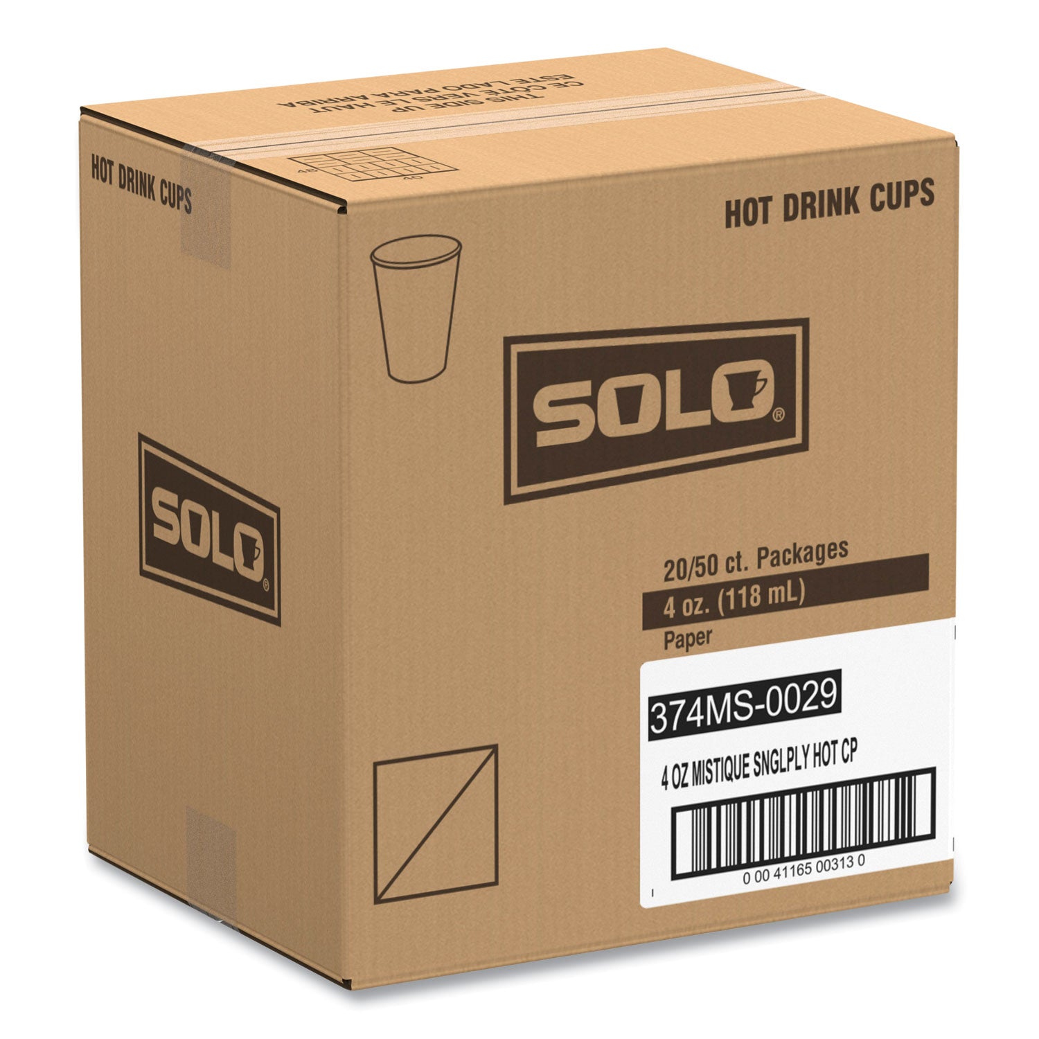 Single Sided Poly Paper Hot Cups, 4 oz, Mistique Design, 1,000/Carton