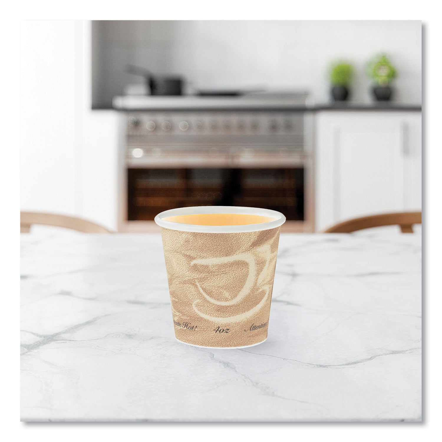 Single Sided Poly Paper Hot Cups, 4 oz, Mistique Design, 1,000/Carton