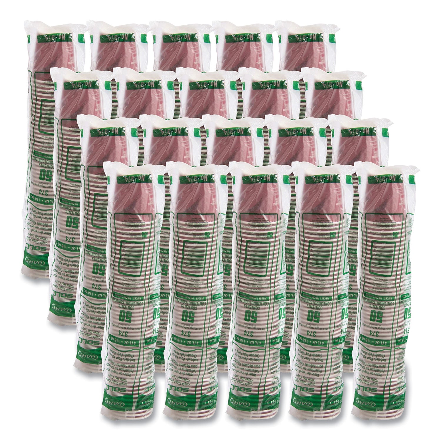 Single-Sided Poly Paper Hot Cups, 4 oz, Bistro Design, 50/Pack, 20 Pack/Carton