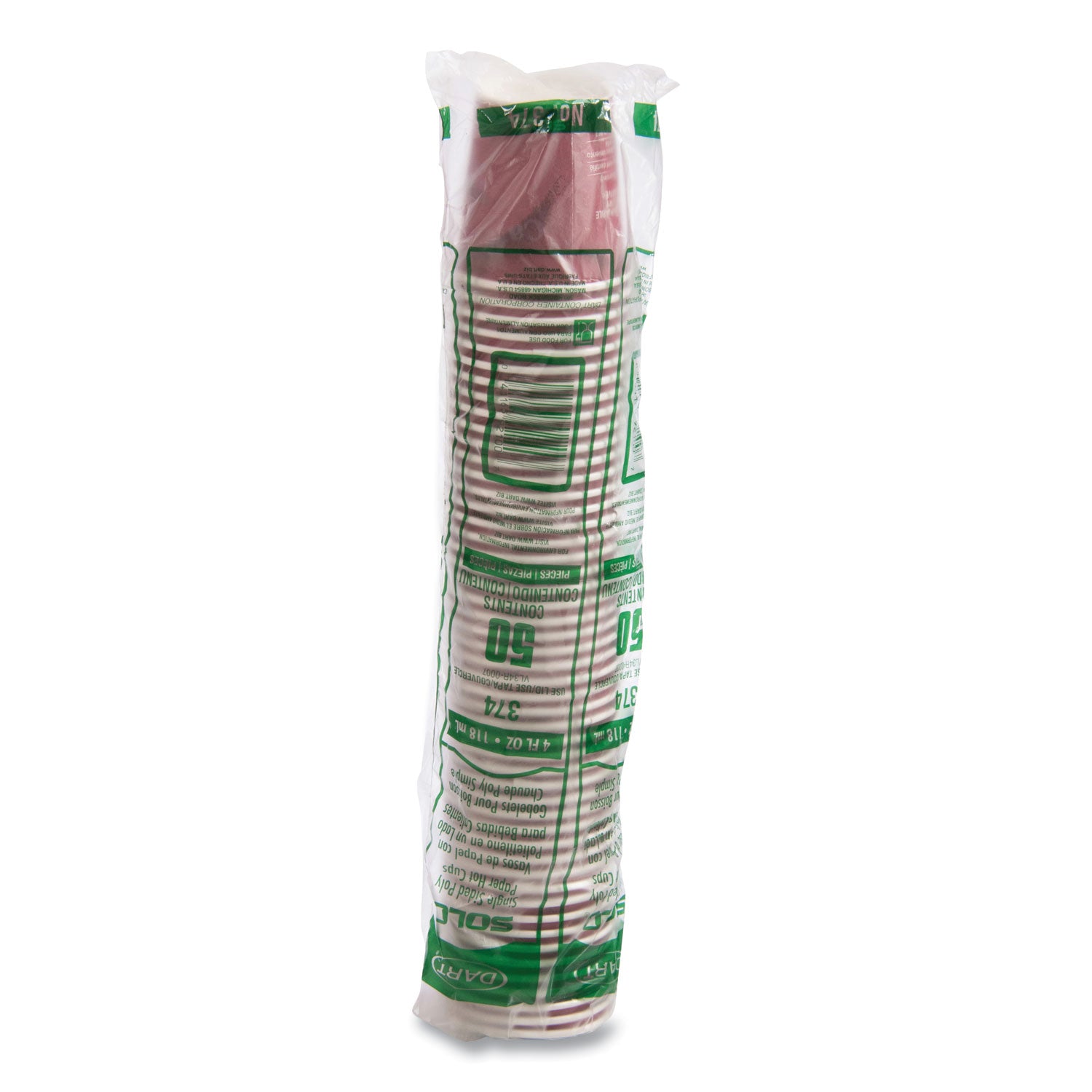 Single-Sided Poly Paper Hot Cups, 4 oz, Bistro Design, 50/Pack, 20 Pack/Carton