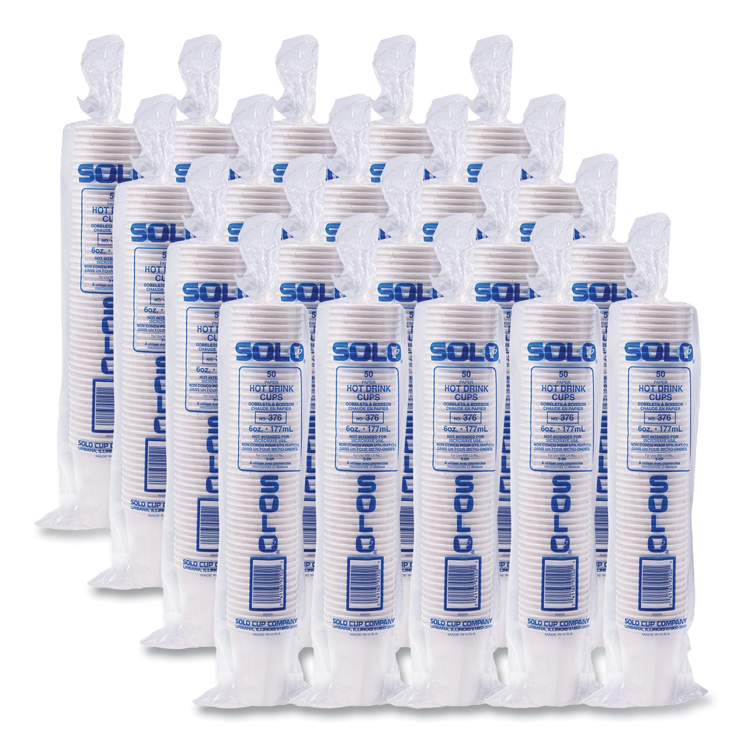 Single-Sided Poly Paper Hot Cups, 6 oz, White, 50/Pack, 20 Packs/Carton