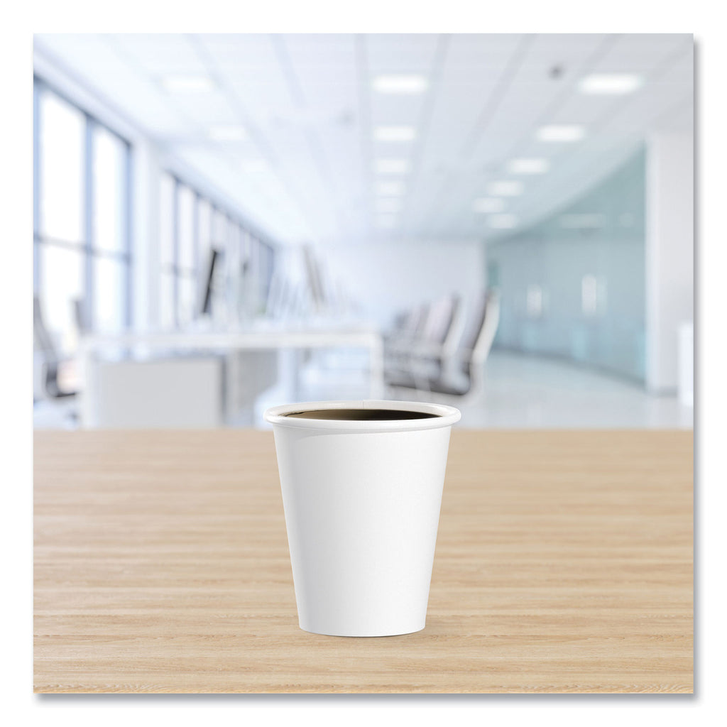 Single-Sided Poly Paper Hot Cups, 6 oz, White, 50/Pack, 20 Packs/Carton