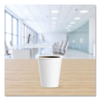 Single-Sided Poly Paper Hot Cups, 6 oz, White, 50/Pack, 20 Packs/Carton