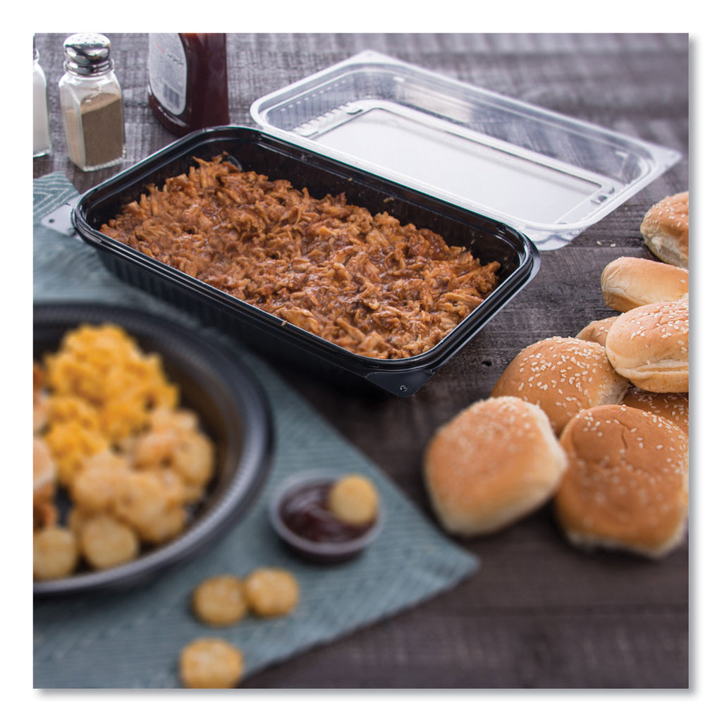 Dinner Box, 1-Comp, Black/Clear, 64oz, 11 1/2w x 8.05d x 2.95h, 100/Carton, Sold as 1 Carton, 100 Each per Carton