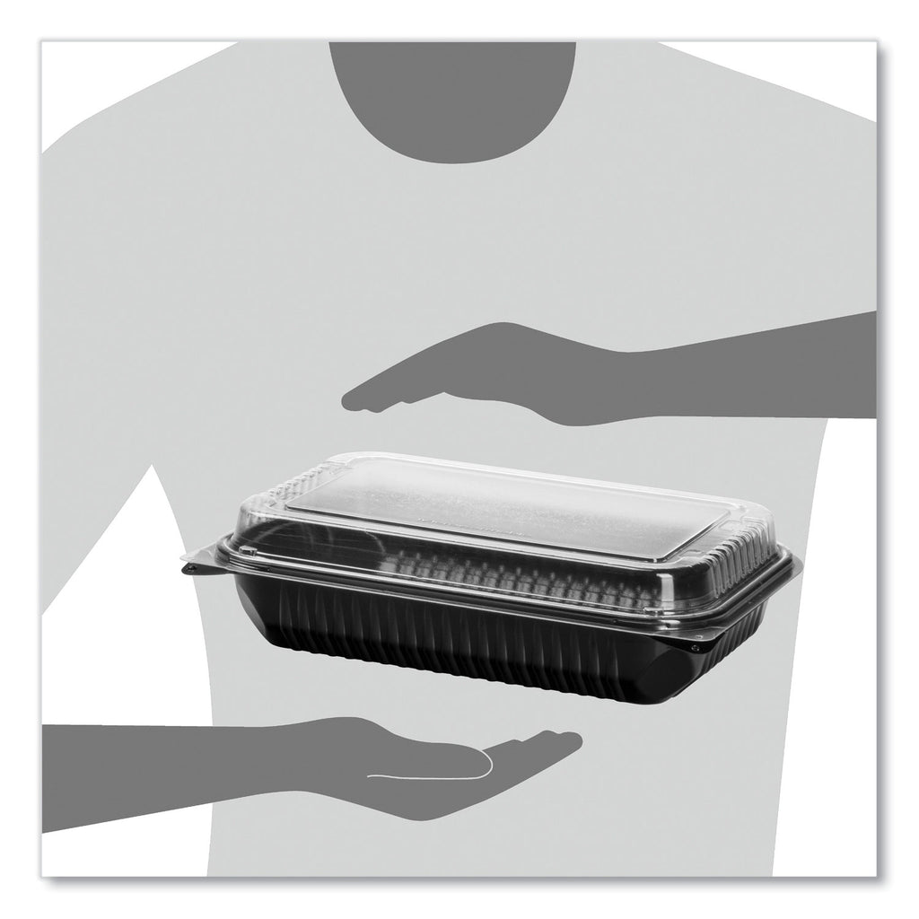 Dinner Box, 1-Comp, Black/Clear, 64oz, 11 1/2w x 8.05d x 2.95h, 100/Carton, Sold as 1 Carton, 100 Each per Carton