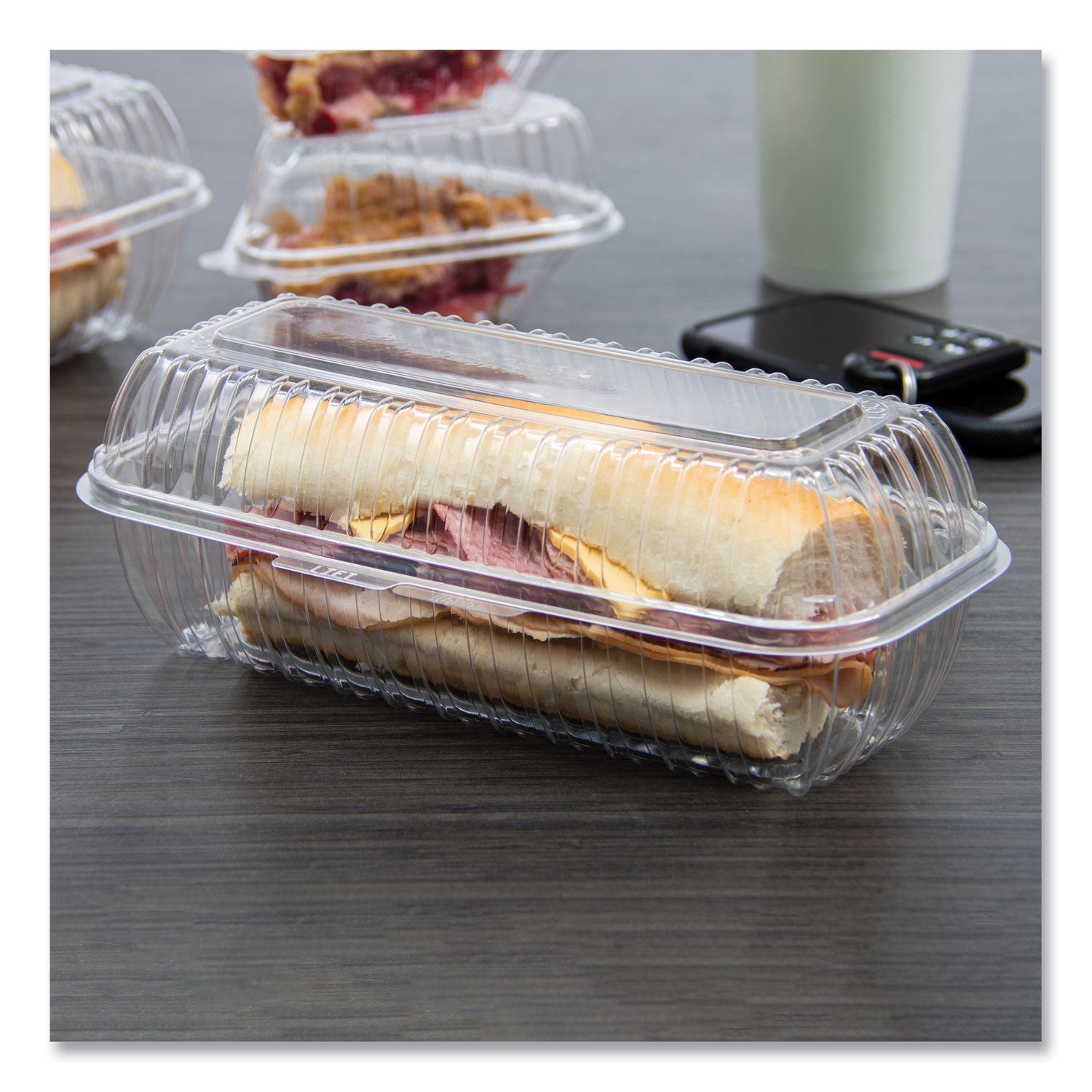 showtime-clear-hinged-containers-hoagie-container-299-oz-51-x-99-x-35-clear-plastic-100-bag-2-bags-carton_dccc99ht1 - 4