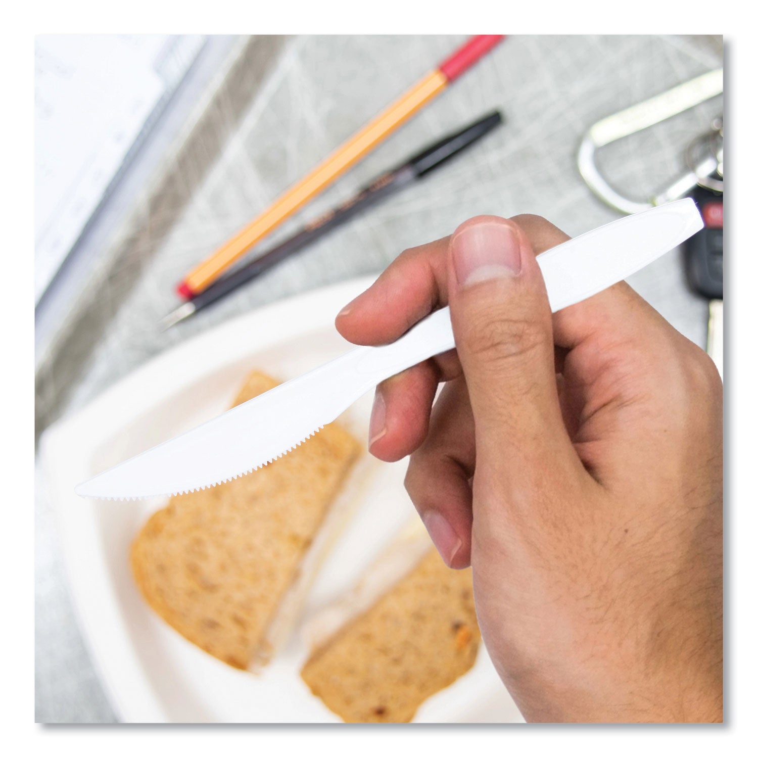 Reliance Mediumweight Cutlery, Standard Size, Knife, Bulk, White, 1,000/Carton