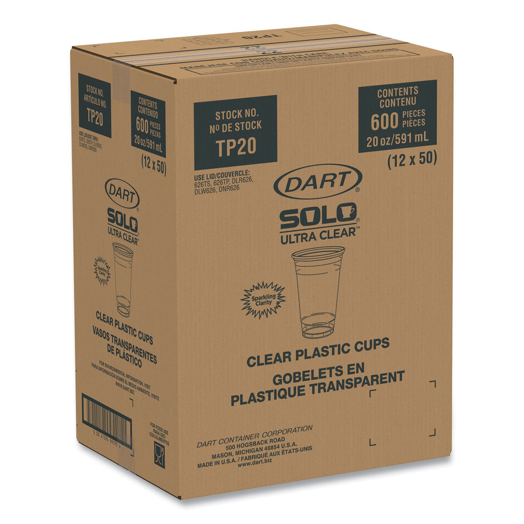 Ultra Clear Cups, 20 oz, PET, 50/Bag, 12 Bags/Carton