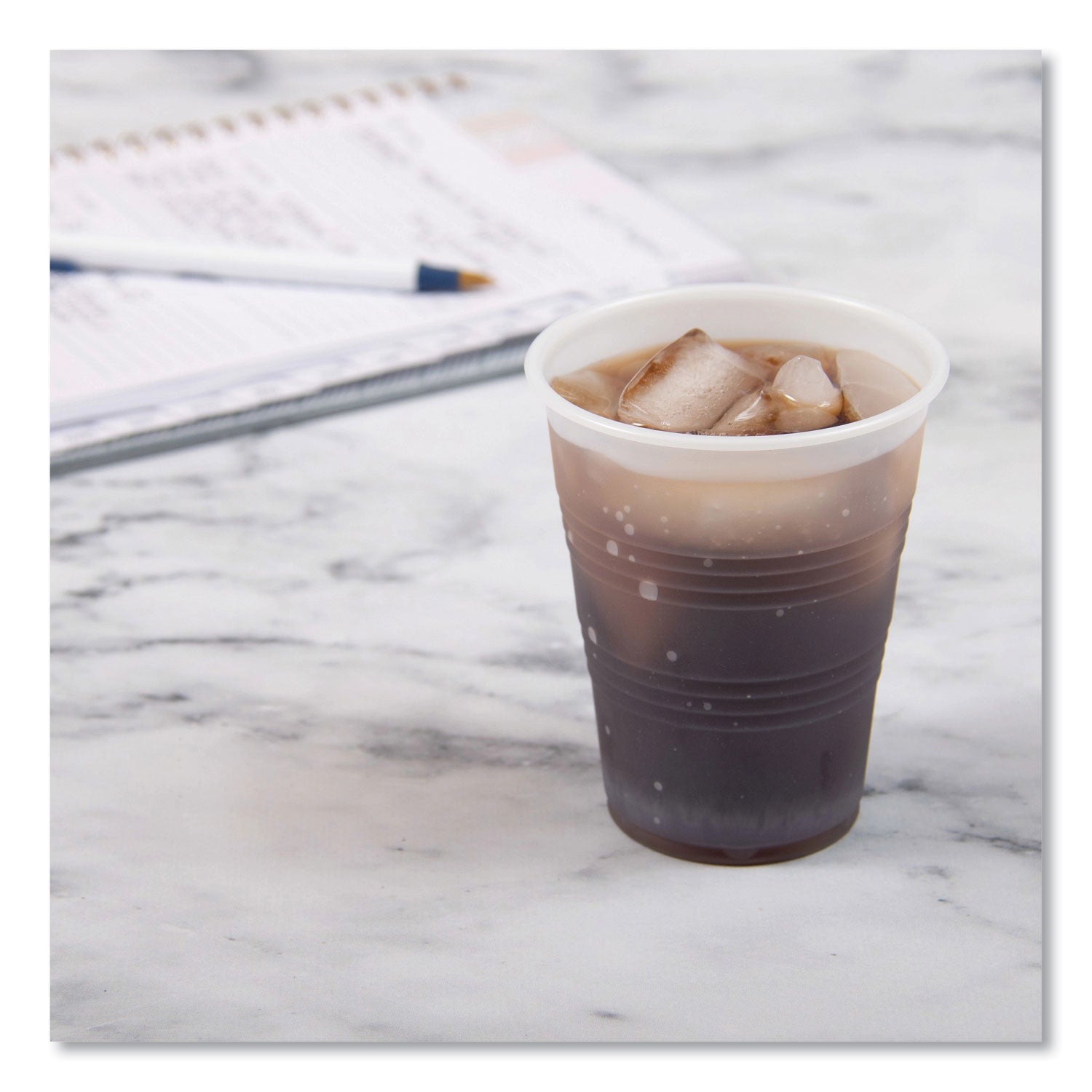 High-Impact Polystyrene Cold Cups, 9 oz, Translucent, 100 Cups/Sleeve, 25 Sleeves/Carton
