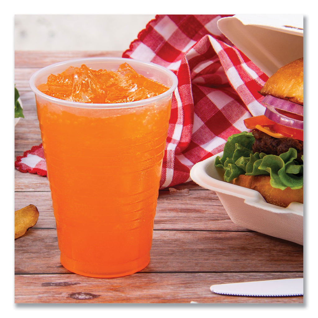 High-Impact Polystyrene Squat Cold Cups, 12 oz, Translucent, 50 Cups/Sleeve, 20 Sleeves/Carton