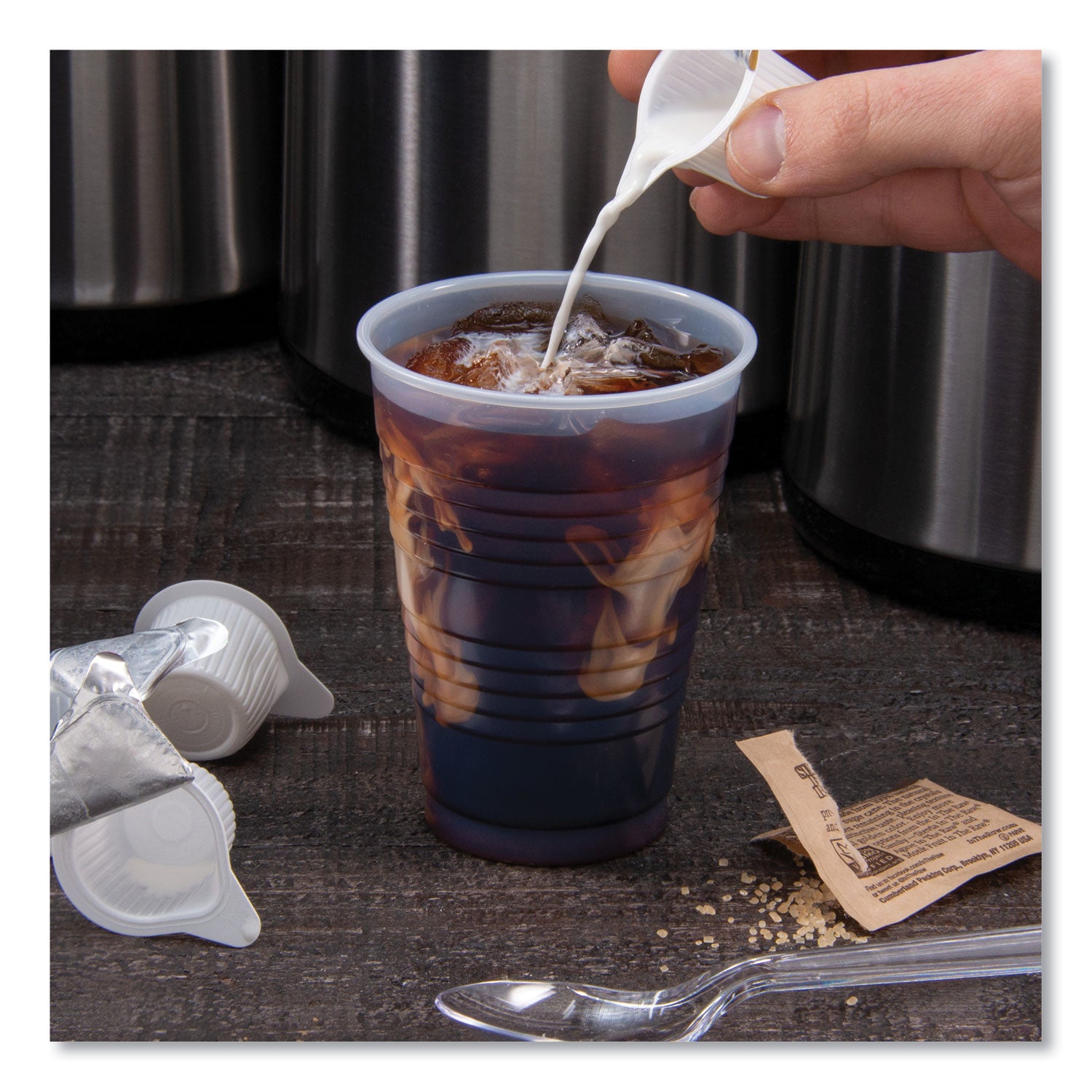 High-Impact Polystyrene Squat Cold Cups, 12 oz, Translucent, 50 Cups/Sleeve, 20 Sleeves/Carton