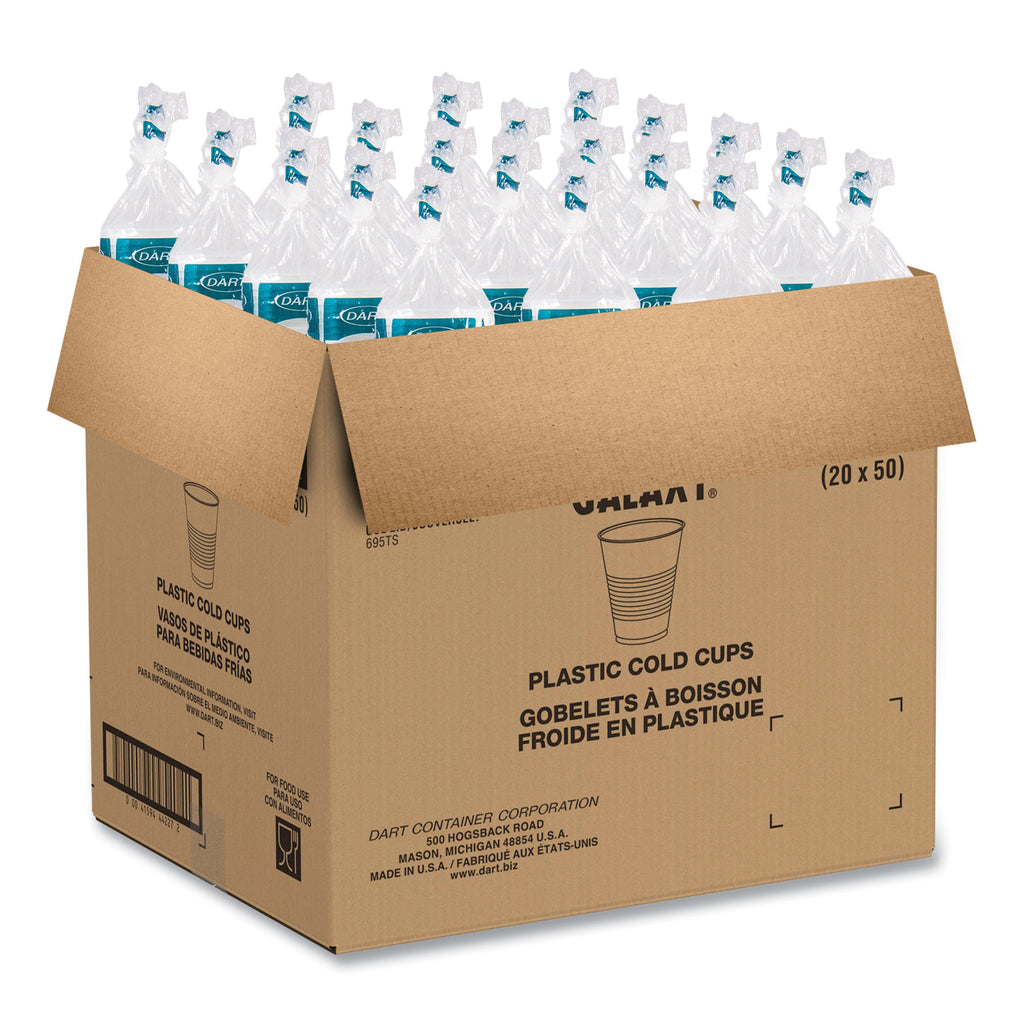 High-Impact Polystyrene Squat Cold Cups, 12 oz, Translucent, 50 Cups/Sleeve, 20 Sleeves/Carton
