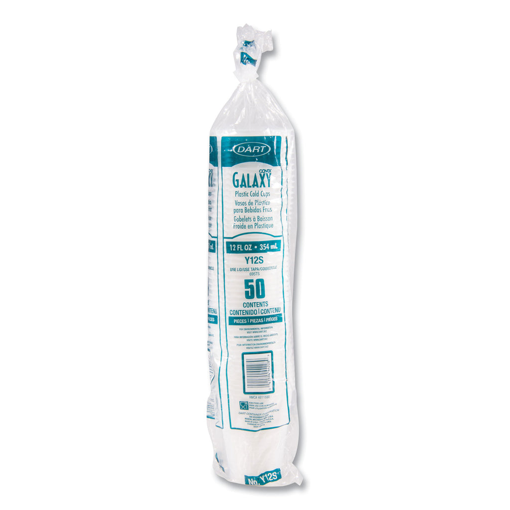 High-Impact Polystyrene Squat Cold Cups, 12 oz, Translucent, 50 Cups/Sleeve, 20 Sleeves/Carton