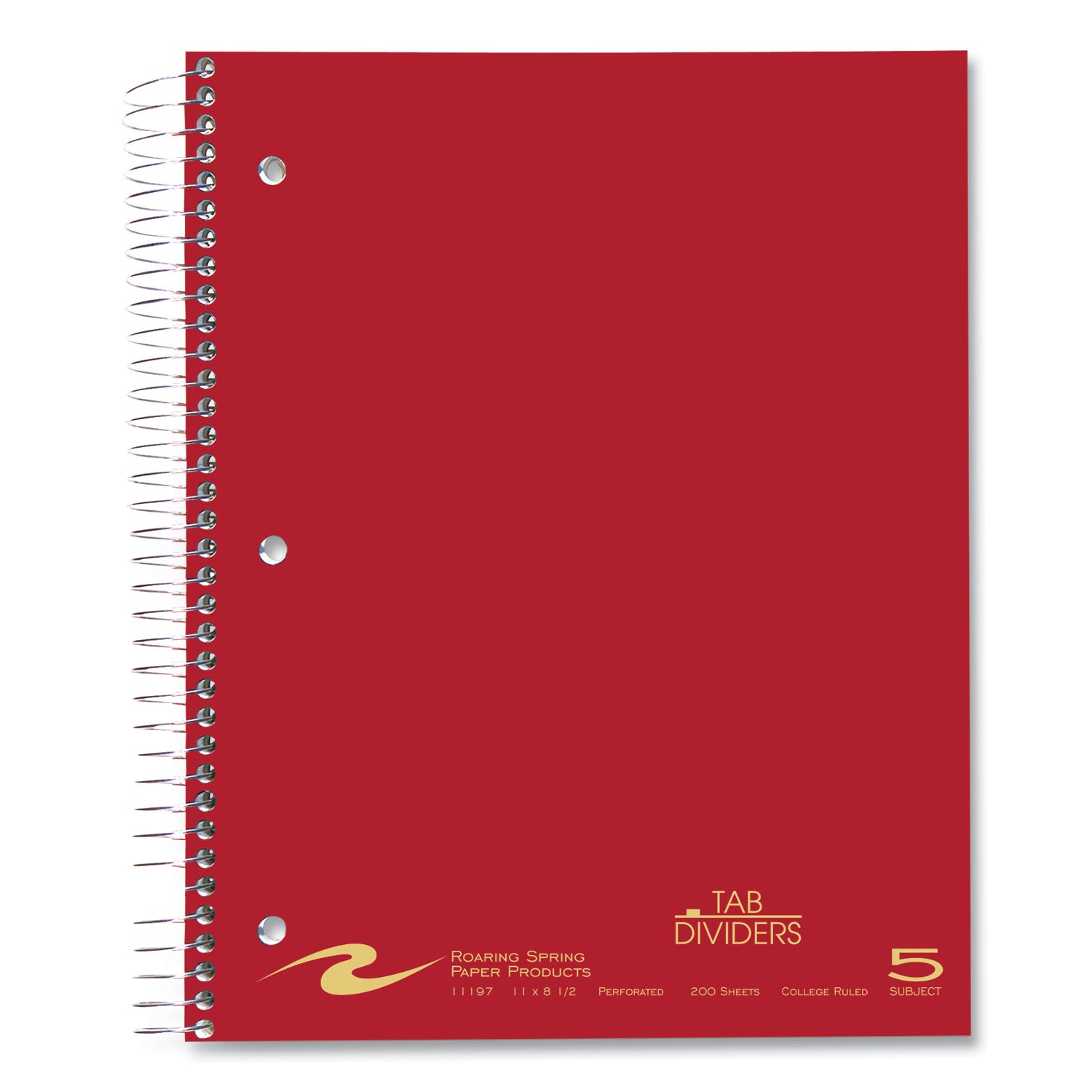 Wirebound Notebook w/Tabs, 5-Subject, College Rule, Randomly Asst Covers, (200) 11 x 8.5 Sheets, 12/CT, Ships in 4-6 Bus Days