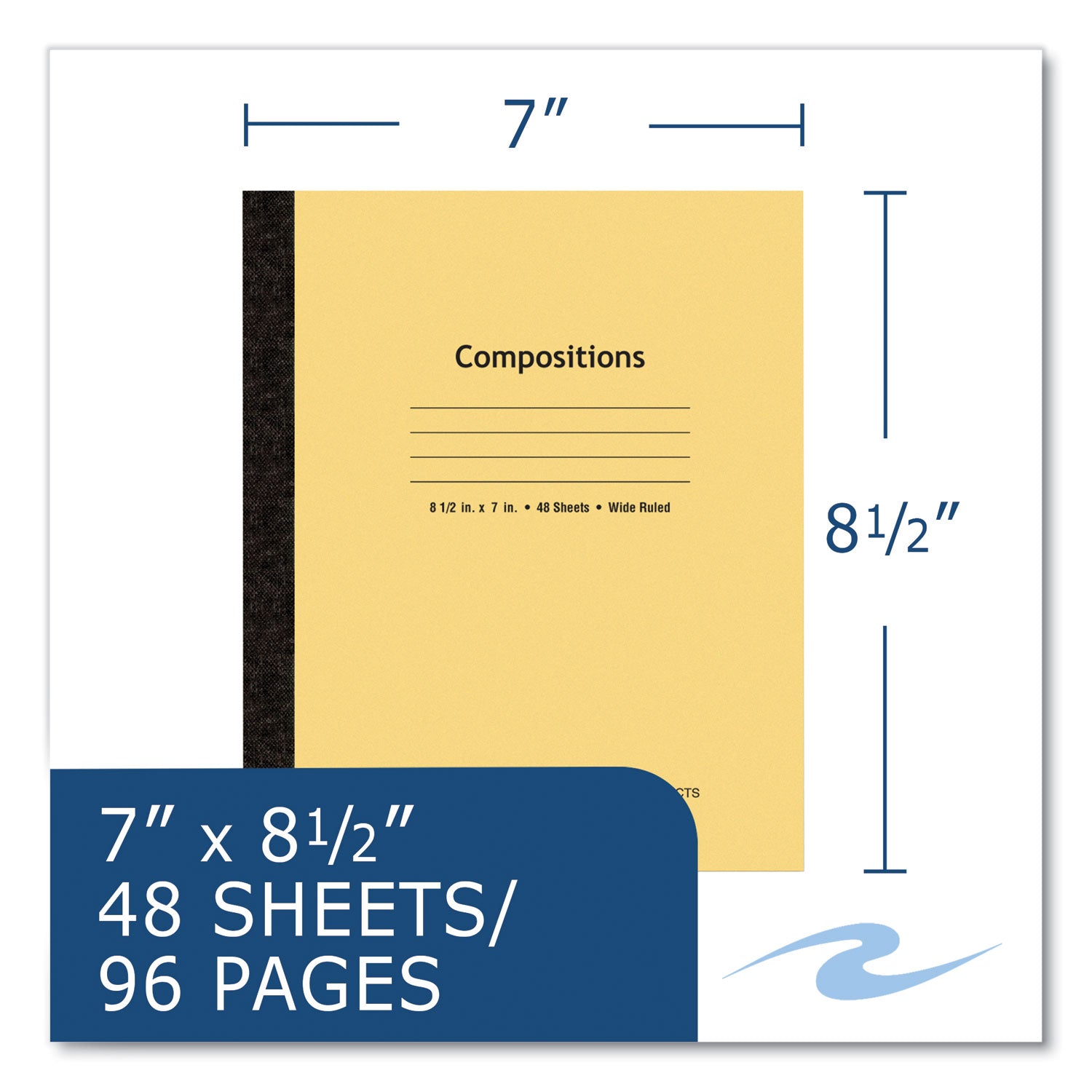 Flexible Cover Composition Notebook, Wide/Legal Rule, Manila Cover, (48) 8.5 x 7 Sheets, 72/CT, Ships in 4-6 Business Days