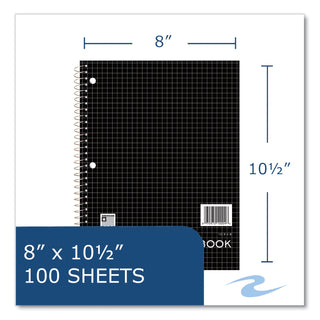 Subject Wirebound Promo Notebook, 1-Subject, 4 sq/in Quad Rule, Asst Cover, (100) 10.5x8 Sheets, 24/CT, Ships in 4-6 Bus Days