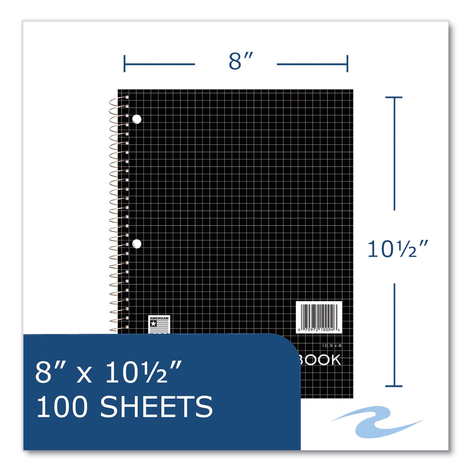 Subject Wirebound Promo Notebook, 1-Subject, 4 sq/in Quad Rule, Asst Cover, (100) 10.5x8 Sheets, 24/CT, Ships in 4-6 Bus Days