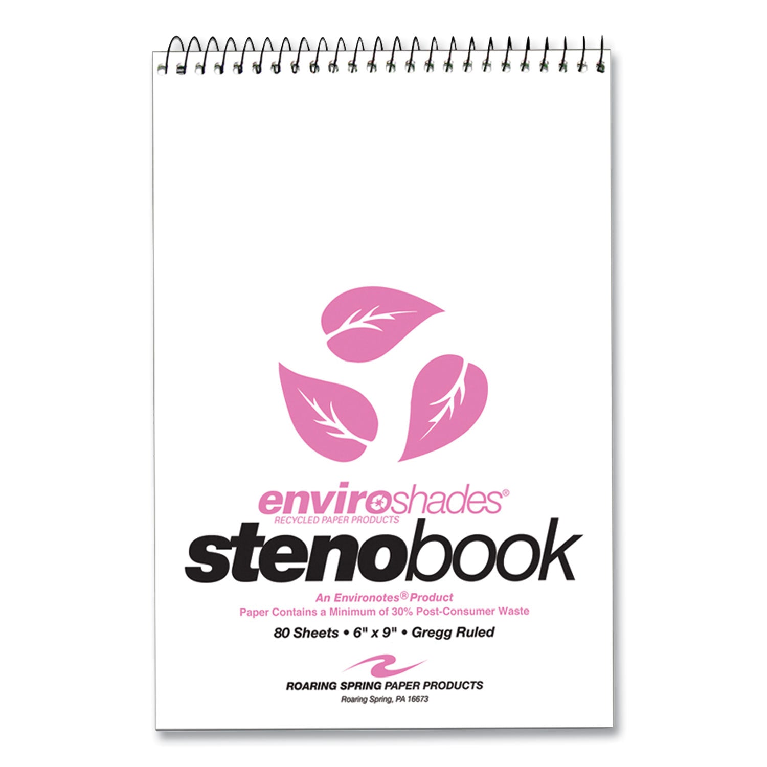 enviroshades-steno-pad-gregg-rule-white-cover-80-pink-6-x-9-sheets-24-pads-carton-ships-in-4-6-business-days_roa12254cs - 2