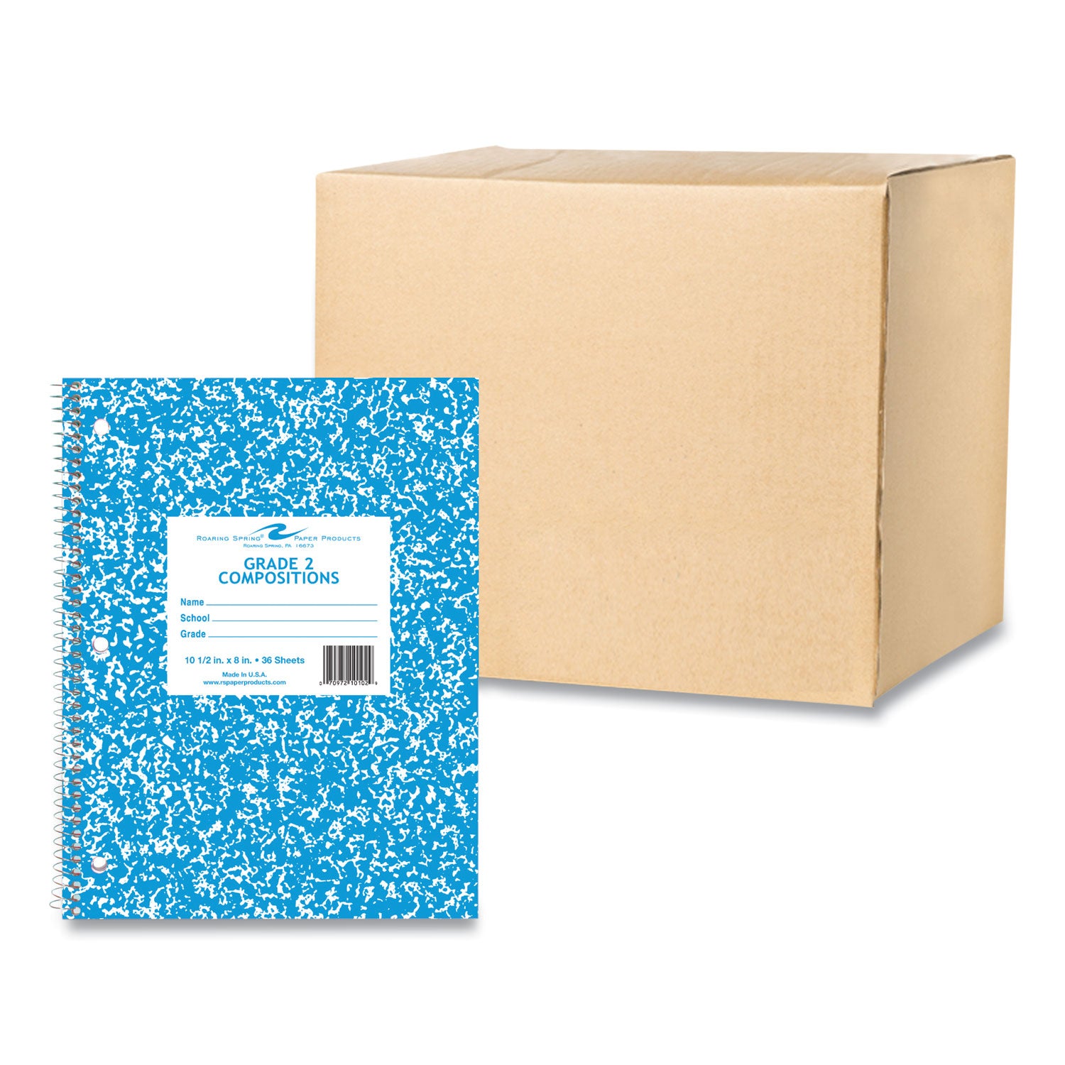 Wirebound Notebook, Grade 2 Manuscript Format, Blue Marble Cover, (36) 10.5 x 8 Sheets, 48/CT, Ships in 4-6 Business Days