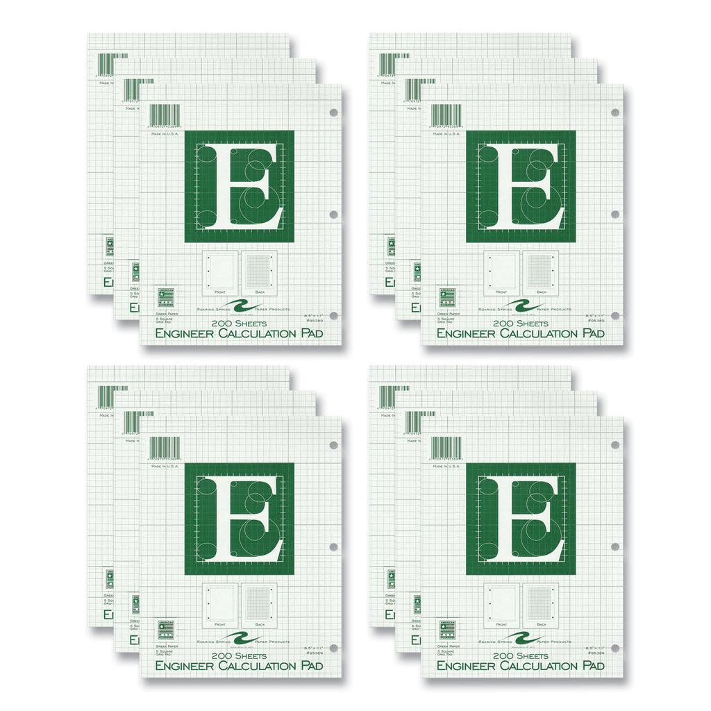 engineer-pad-05-margins-quad-rule-5-sq-in-1-sq-in-200-lt-green-85x11-sheets-pad-12-ct-ships-in-4-6-business-days_roa95389cs - 1