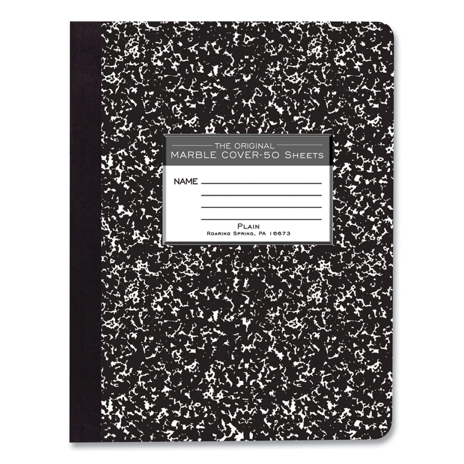 Hardcover Marble Composition Book, Unruled, Black Marble Cover, (50) 9.75 x 7.5 Sheets, 48/Carton, Ships in 4-6 Business Days