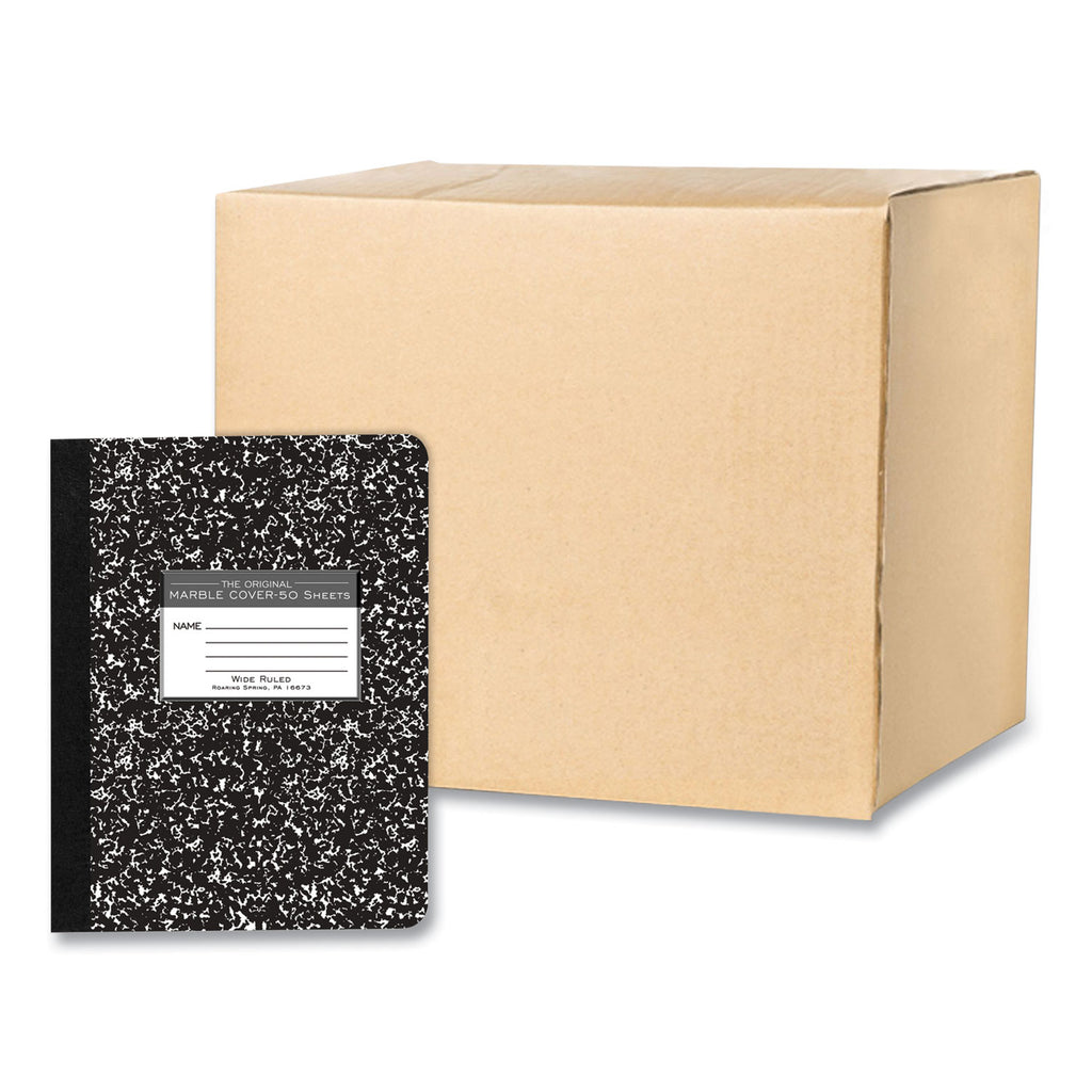 Hardcover Marble Composition Book, Wide/Legal Rule, Black Marble Cover, (50) 9.75 x 7.5 Sheet, 48/CT, Ships in 4-6 Bus Days